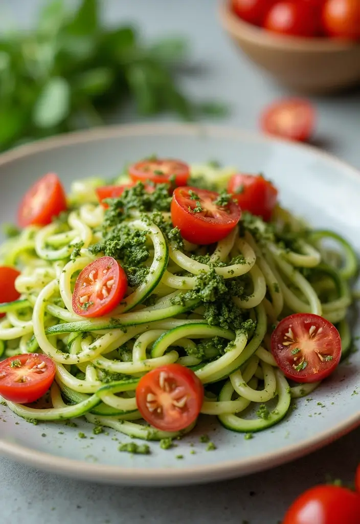 30+ Vegan Meal Prep Recipes for Busy Lifestyles 67 30+ Vegan Meal Prep Recipes for Busy Lifestyles - 11. Zucchini Noodles with Pesto