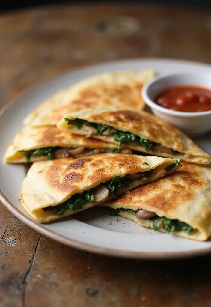 30+ Vegan Meal Prep Recipes for Busy Lifestyles 110 30+ Vegan Meal Prep Recipes for Busy Lifestyles - 18. Spinach and Mushroom Quesadillas