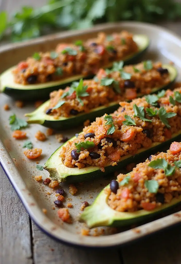 30+ Vegan Meal Prep Recipes for Busy Lifestyles 187 30+ Vegan Meal Prep Recipes for Busy Lifestyles - 29. Vegan Quinoa Stuffed Zucchini