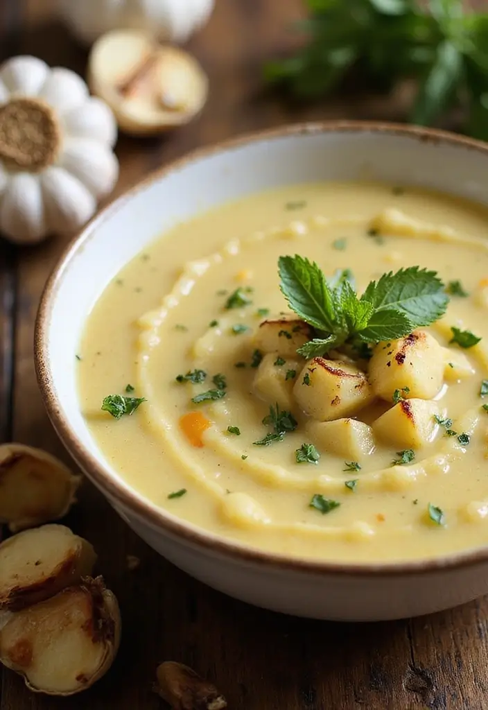 30+ Vegan Potato Soup Recipes That Feel Like a Hug 34 30+ Vegan Potato Soup Recipes That Feel Like a Hug - 6. Garlic Herb Vegan Potato Soup