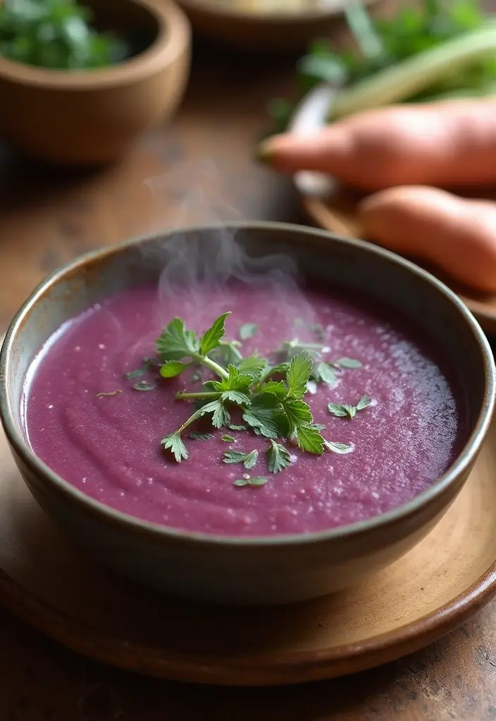 30+ Vegan Purple Sweet Potato Recipes to Inspire You 84 30+ Vegan Purple Sweet Potato Recipes to Inspire You - 14. Purple Sweet Potato Soup