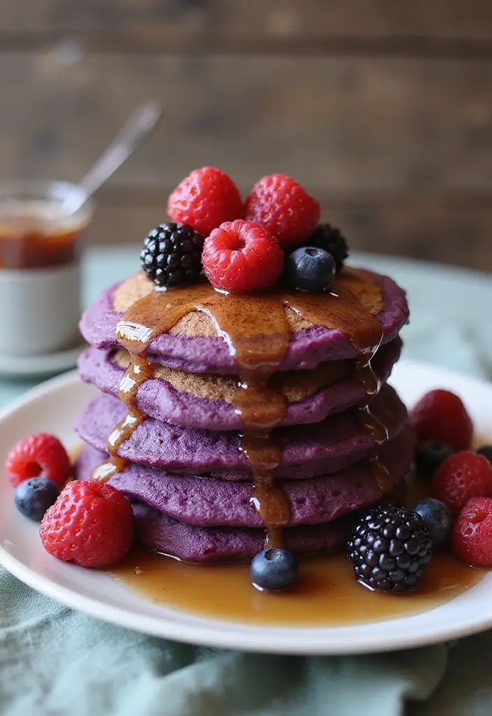 30+ Vegan Purple Sweet Potato Recipes to Inspire You 8 30+ Vegan Purple Sweet Potato Recipes to Inspire You - 2. Purple Sweet Potato Pancakes