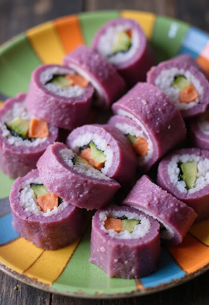 30+ Vegan Purple Sweet Potato Recipes to Inspire You 138 30+ Vegan Purple Sweet Potato Recipes to Inspire You - 22. Purple Sweet Potato Sushi Rolls