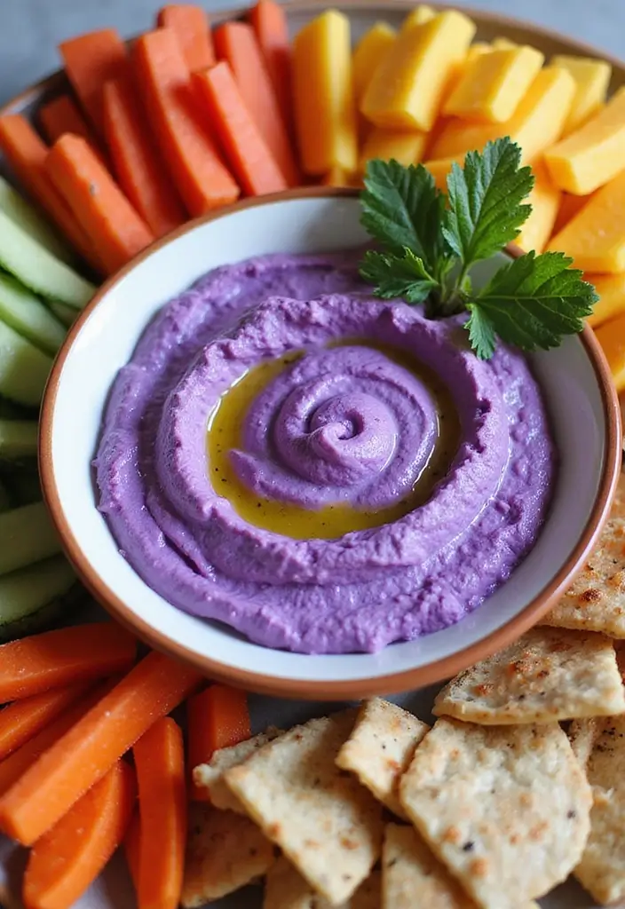 30+ Vegan Purple Sweet Potato Recipes to Inspire You 145 30+ Vegan Purple Sweet Potato Recipes to Inspire You - 23. Purple Sweet Potato Hummus