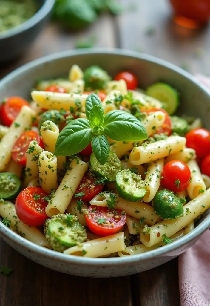 30+ Vegan Recipes for a Crowd That Everyone Will Love 131 30+ Vegan Recipes for a Crowd That Everyone Will Love - 21. Vegan Pesto Pasta Salad