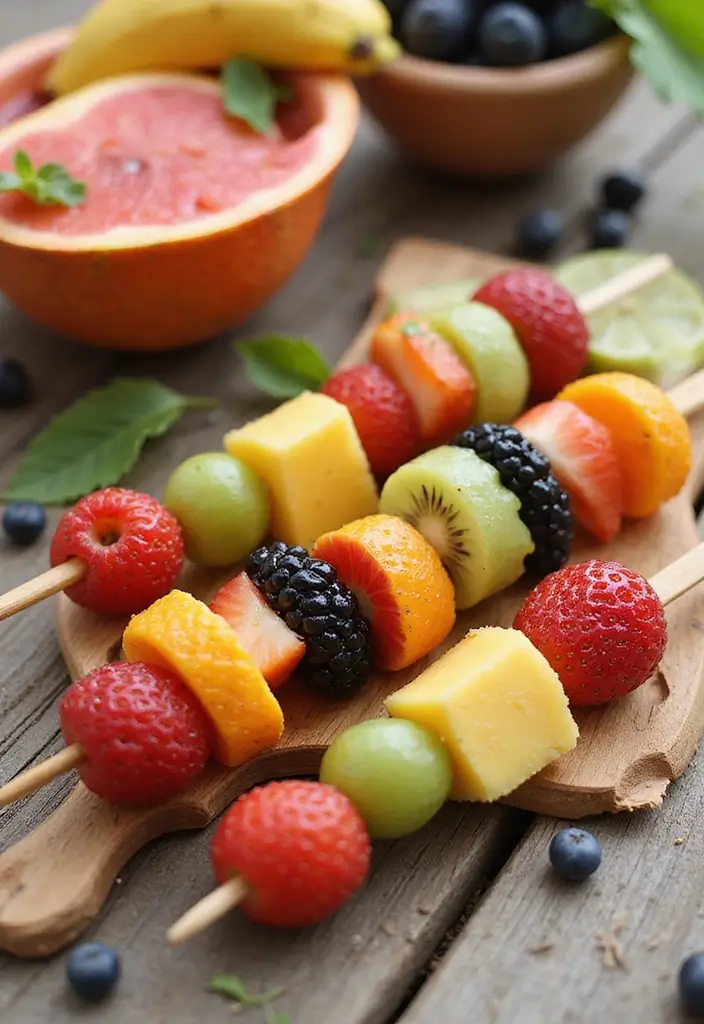 30+ Vegan Recipes for a Crowd That Everyone Will Love 145 30+ Vegan Recipes for a Crowd That Everyone Will Love - 23. Vegan Fruit Skewers