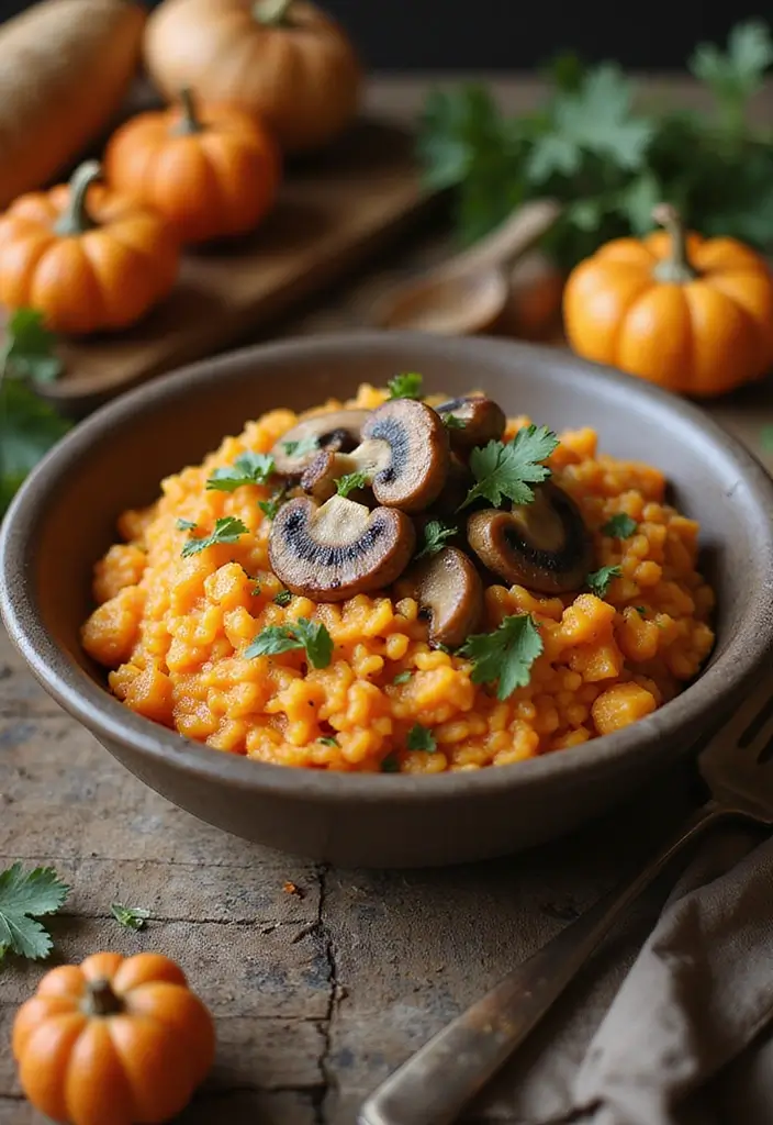 30 Vegan Sweet Potato Recipes for Thanksgiving Dinner 158 30 Vegan Sweet Potato Recipes for Thanksgiving Dinner - 24. Sweet Potato and Mushroom Risotto