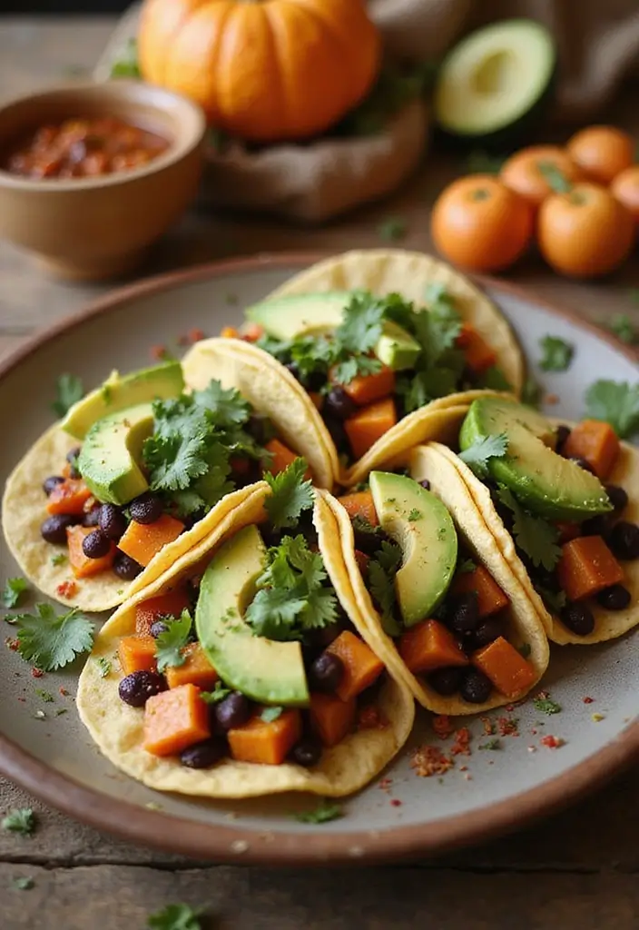 30 Vegan Sweet Potato Recipes for Thanksgiving Dinner 15 30 Vegan Sweet Potato Recipes for Thanksgiving Dinner - 3. Sweet Potato and Black Bean Tacos