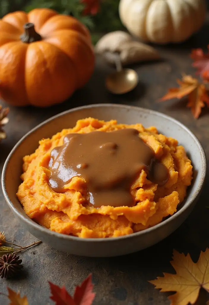30 Vegan Sweet Potato Recipes for Thanksgiving Dinner 43 30 Vegan Sweet Potato Recipes for Thanksgiving Dinner - 7. Mashed Sweet Potatoes with Vegan Gravy